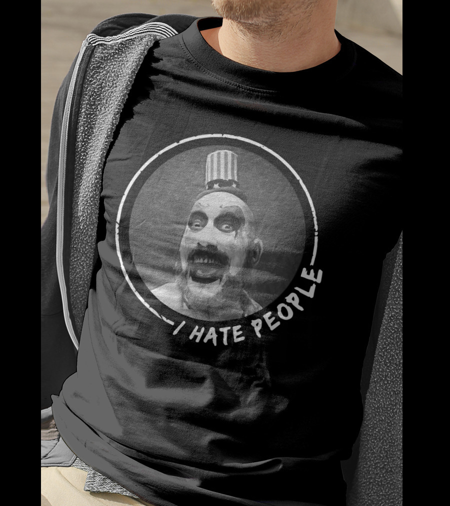 Captain Spaulding I Hate People Clown With Patriotic Hat And Grinning Expression T-Shirt
