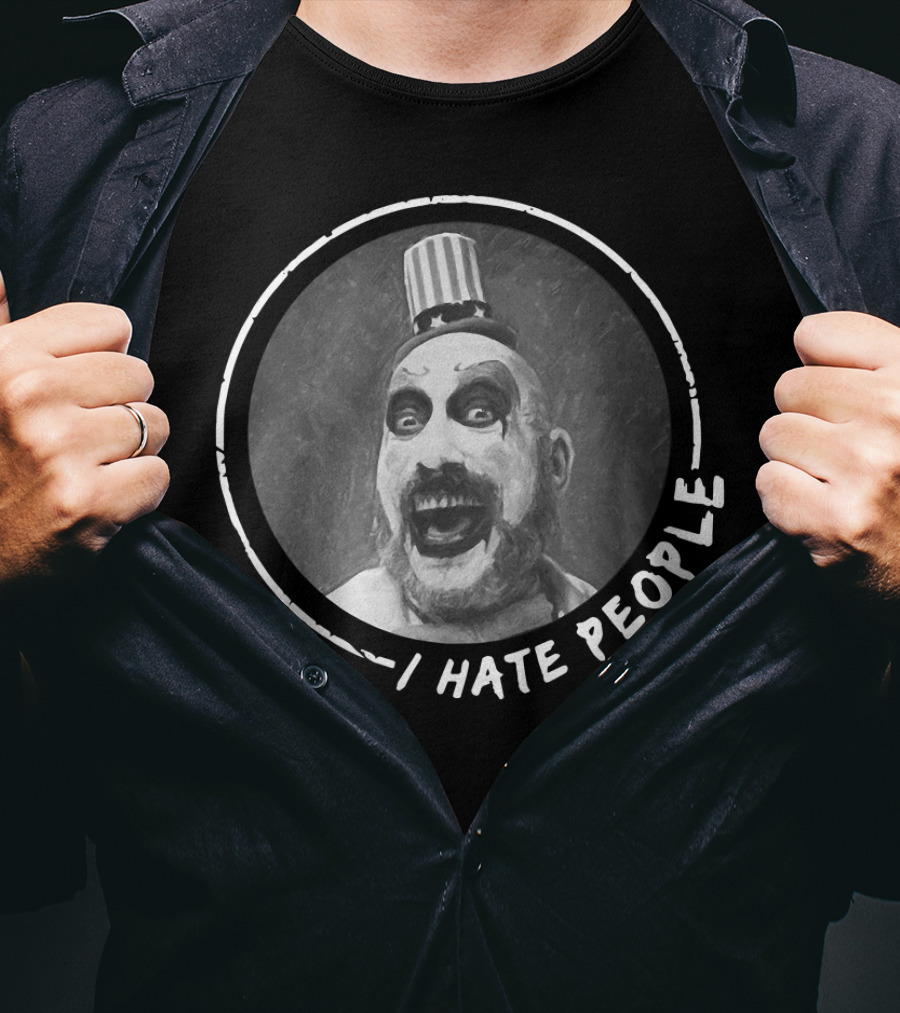 Captain Spaulding I Hate People Clown With Patriotic Hat And Grinning Expression T-Shirt