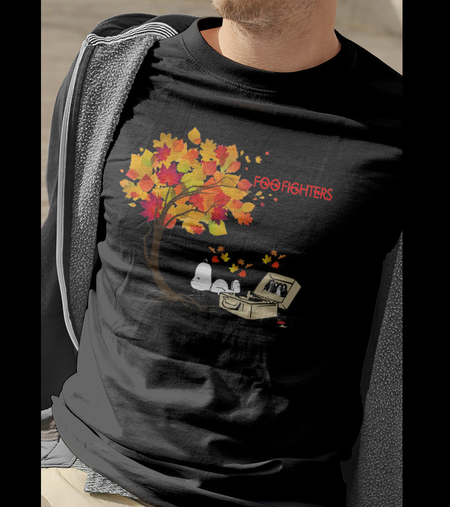Sometimes I Need To Be Alone And Listen To Foo Fighters Snoopy Autumn Leaves T-Shirt