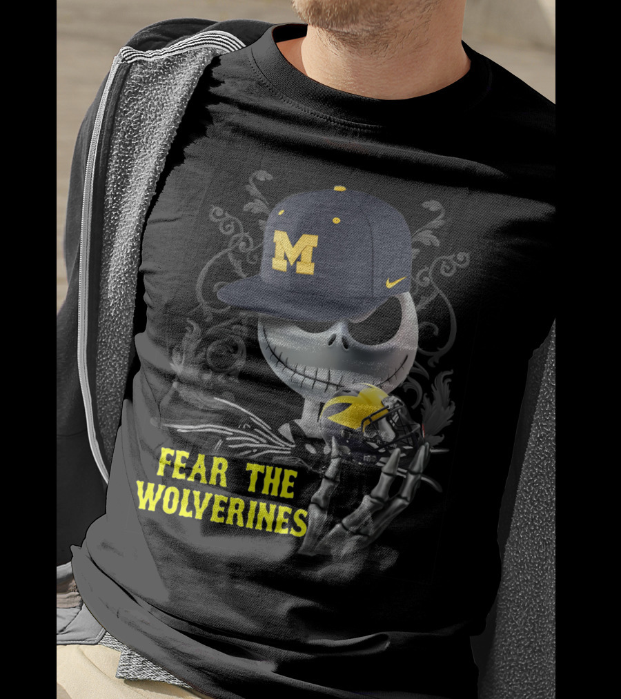 Fear The Wolverines Jack Skellington Michigan Football T-Shirt