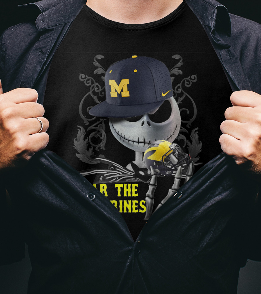 Fear The Wolverines Jack Skellington Michigan Football T-Shirt