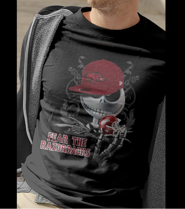 Jack Skellington Fear The Razorbacks Arkansas Football Fan T-Shirt