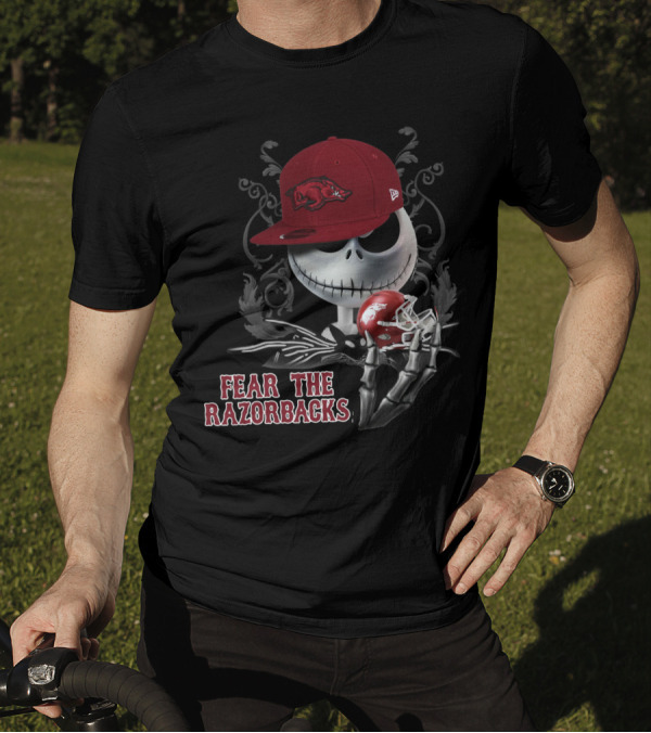 Jack Skellington Fear The Razorbacks Arkansas Football Fan T-Shirt