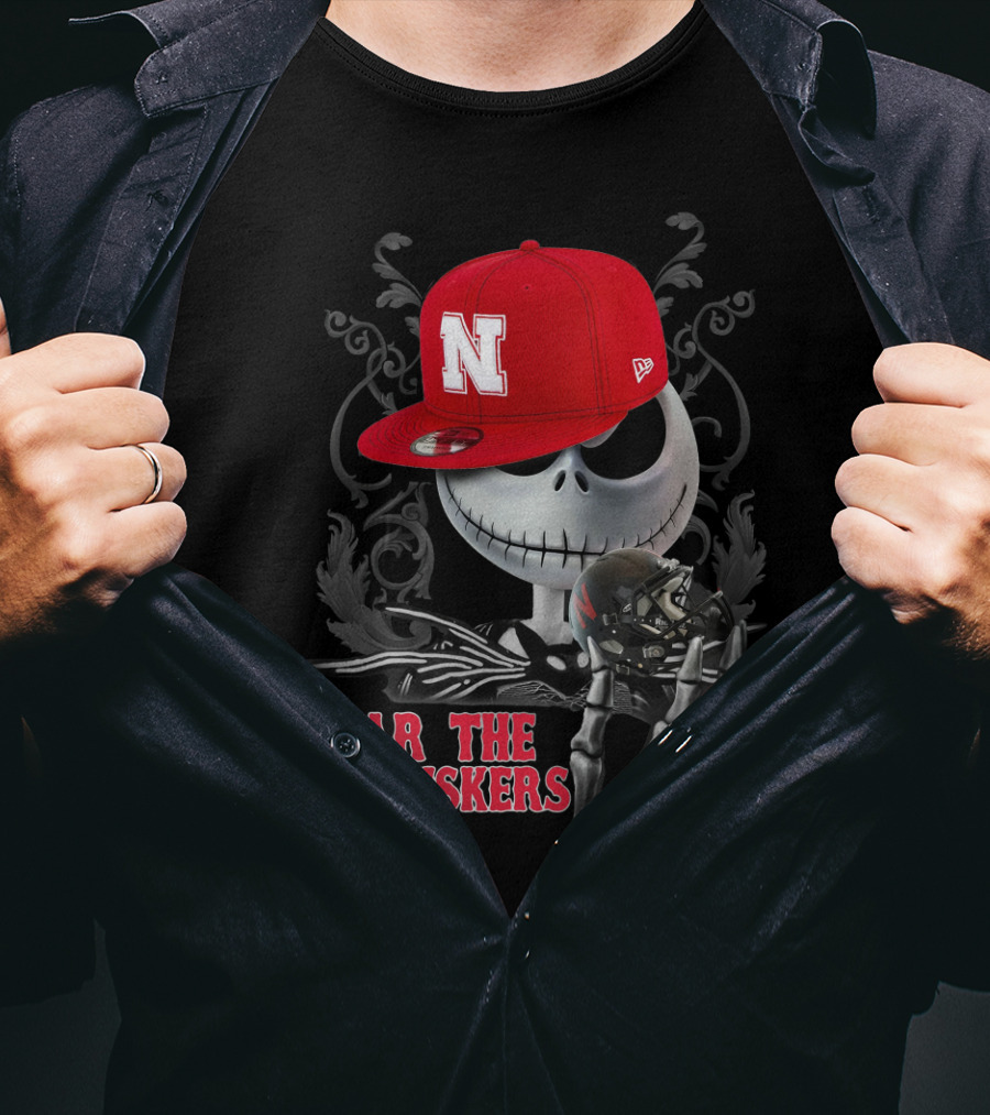 Fear The Cornhuskers Jack Skellington Nebraska Hat T-Shirt