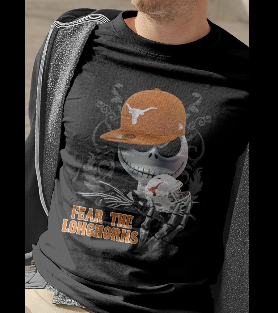 Jack Skellington Fear The Longhorns Texas Football Halloween Crossover T-Shirt