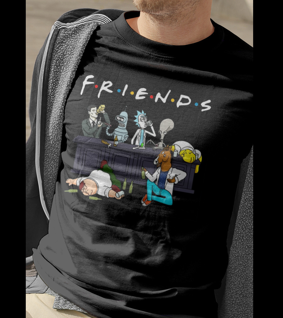 FRIENDS Rick Sanchez Drinking Buddies Parody Iconic Characters T-Shirt