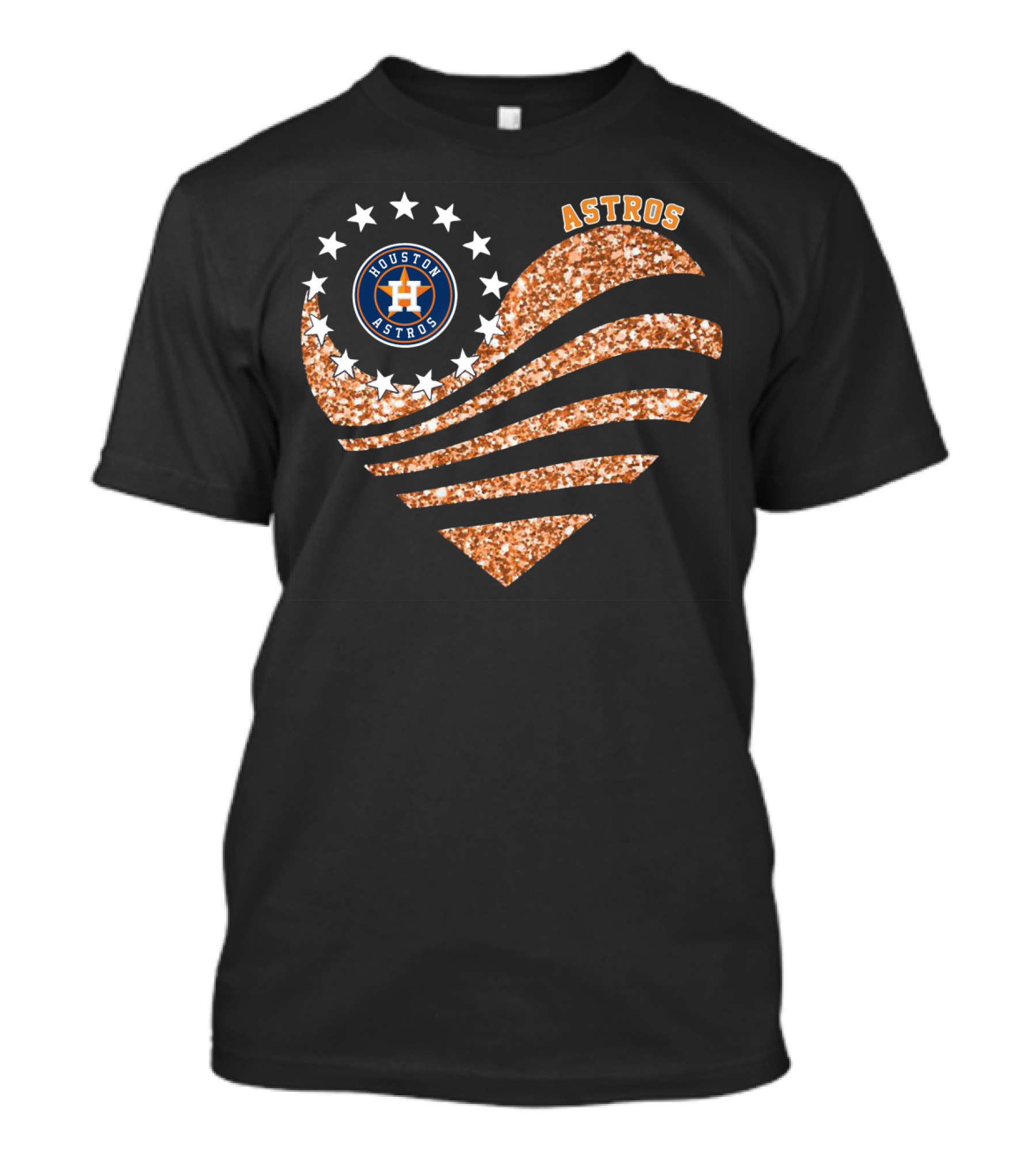 Houston Astros Heart Glitter Stars T-Shirt