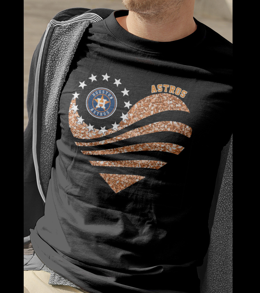 Houston Astros Heart Glitter Stars T-Shirt