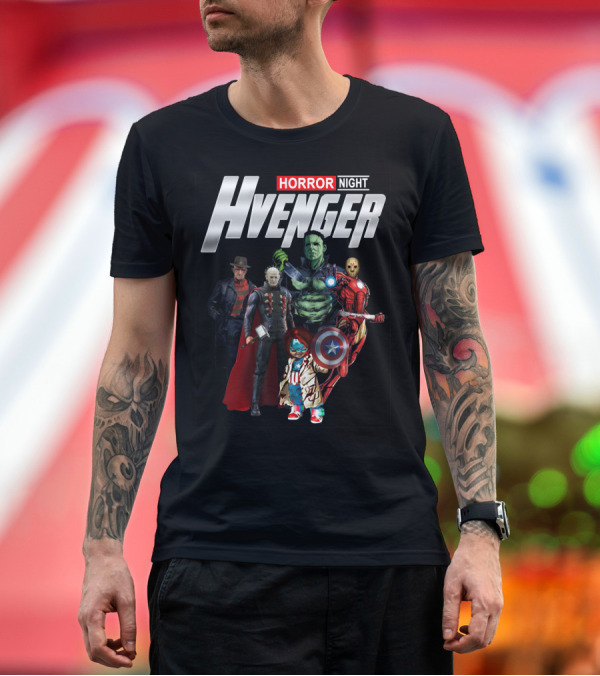 Premium T-Shirt: Horror Night Hvenger Avenger Crossover Villains Assemble T-Shirt Horror Night Hvenger Avenger Crossover Villains Assemble T-Shirt