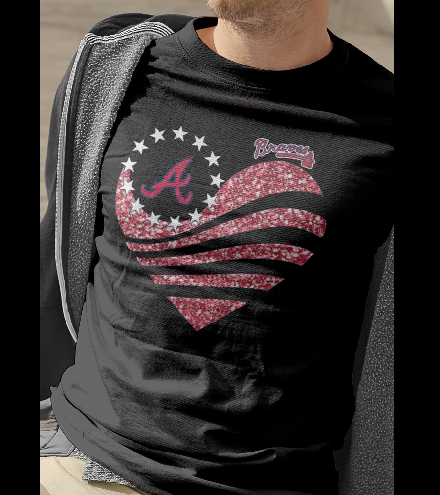 Atlanta Braves Glitter Heart T-Shirt