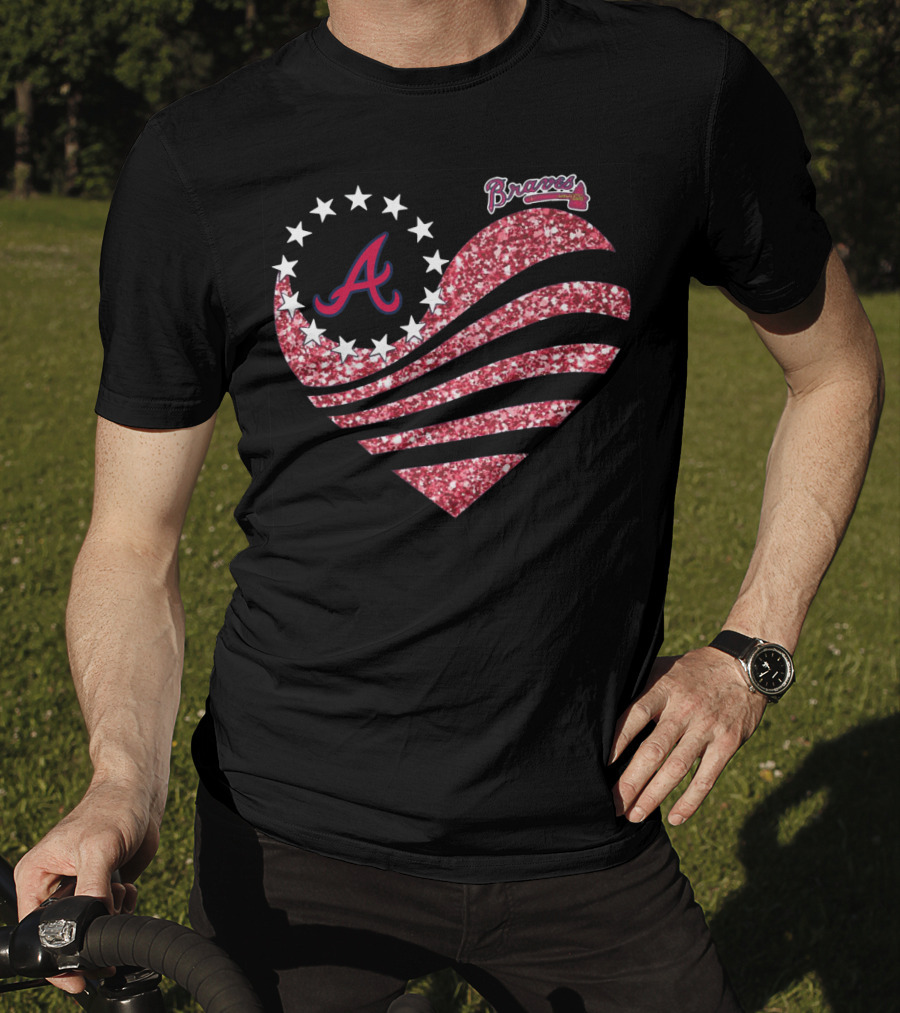 Atlanta Braves Glitter Heart T-Shirt