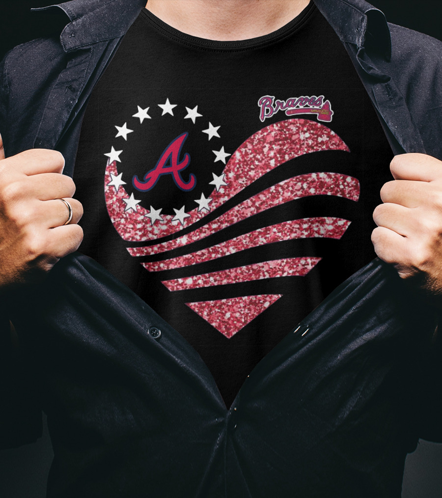 Atlanta Braves Glitter Heart T-Shirt