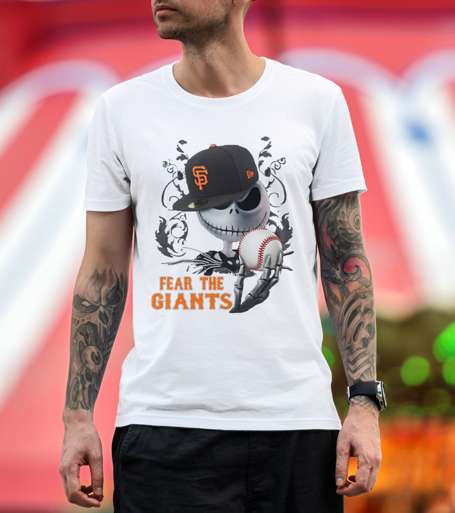 Jack Skellington Fear The Giants San Francisco Baseball Cap Spooky T-Shirt