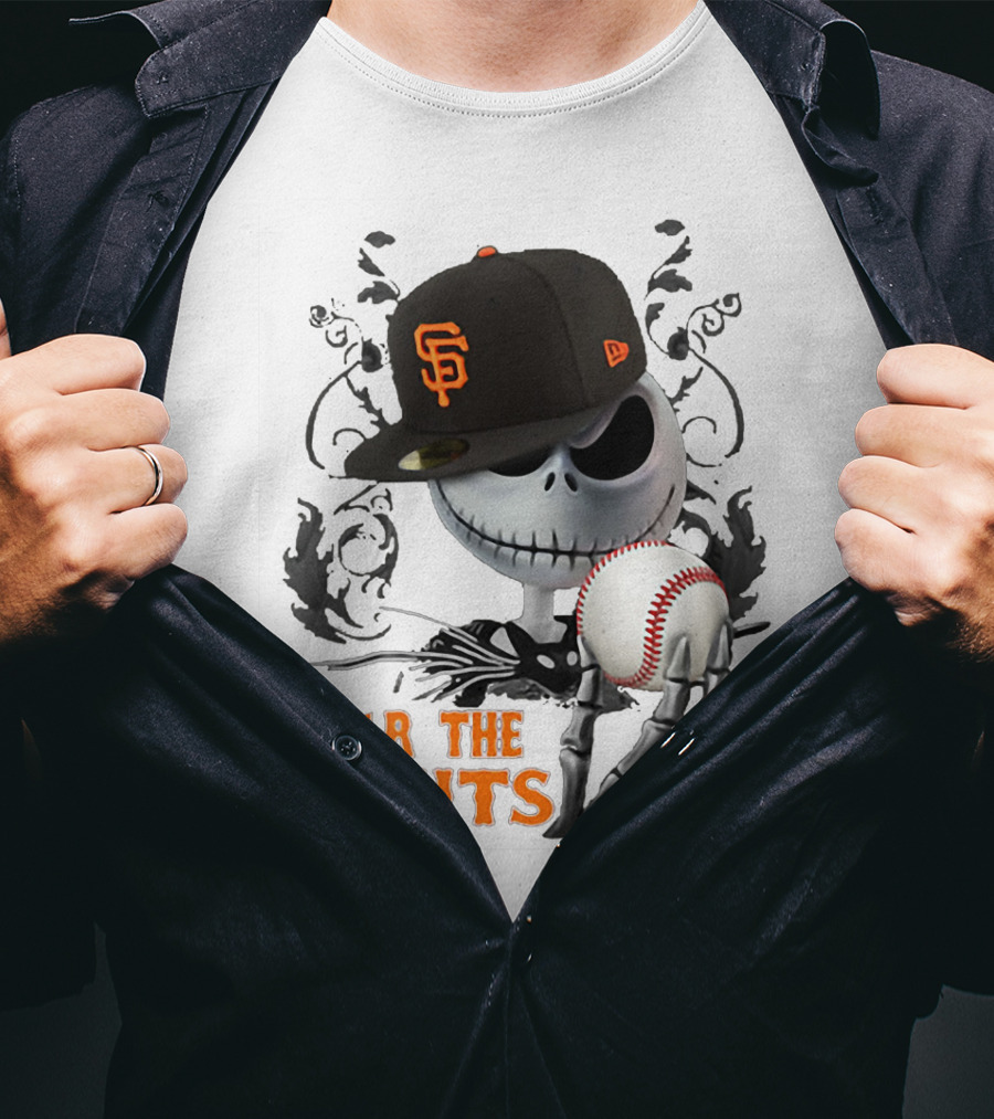 Jack Skellington Fear The Giants San Francisco Baseball Cap Spooky T-Shirt