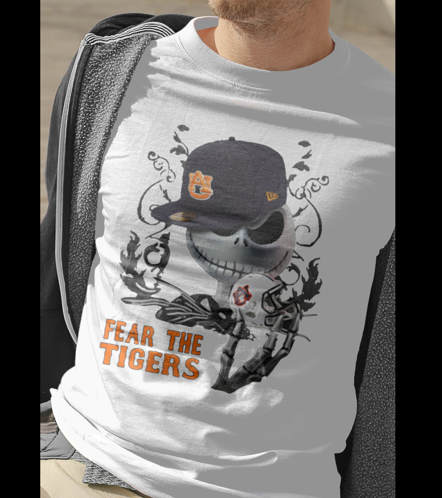Fear The Auburn Tigers Jack Skellington Helmet And Hat T-Shirt