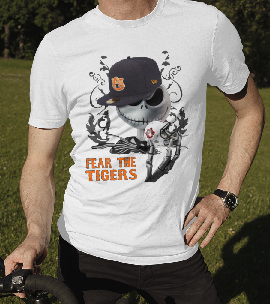 Fear The Auburn Tigers Jack Skellington Helmet And Hat T-Shirt