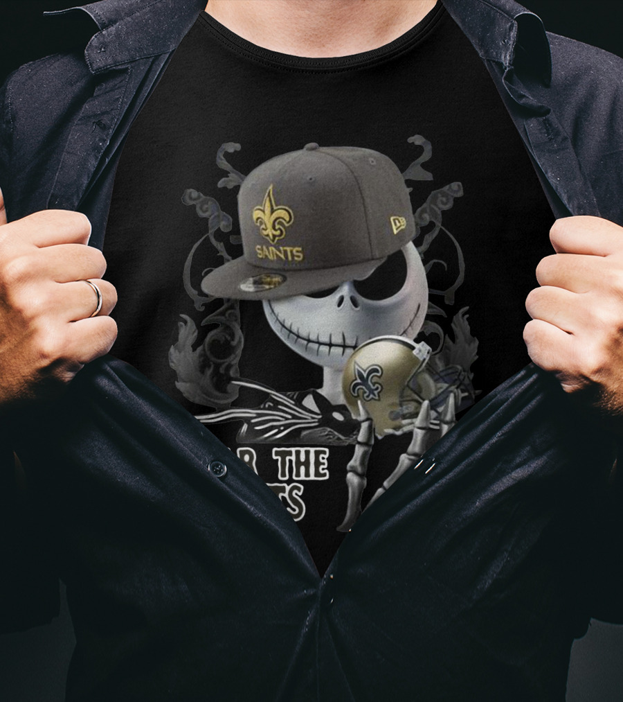Jack Skellington Fear The Saints New Orleans Fleur-De-Lis Helmet T-Shirt