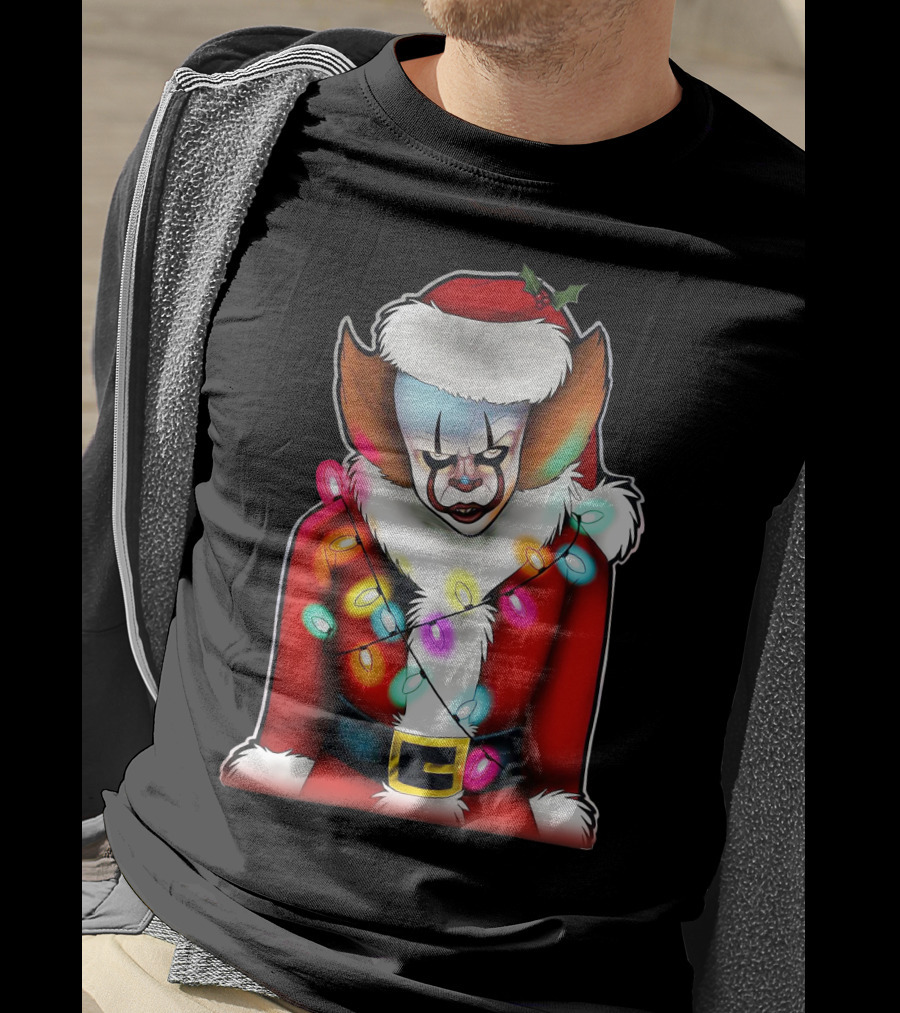 Pennywise Santa Claus Christmas Lights T-Shirt