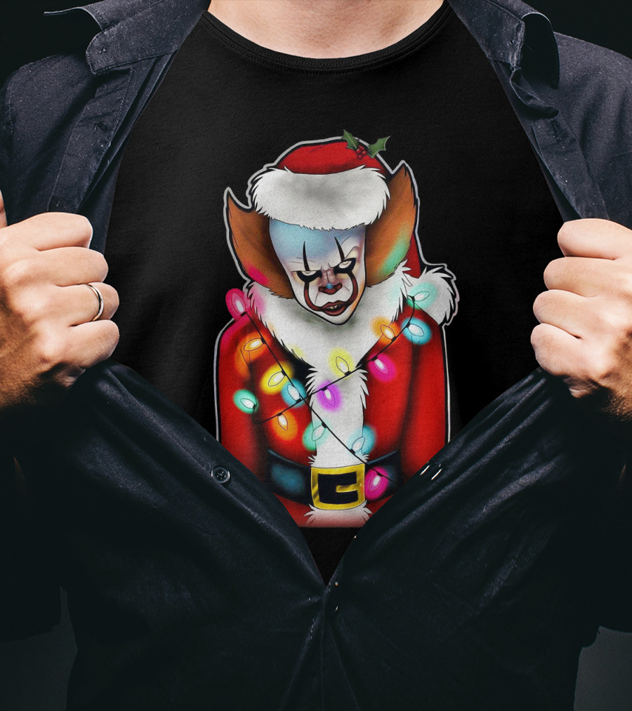 Pennywise Santa Claus Christmas Lights T-Shirt