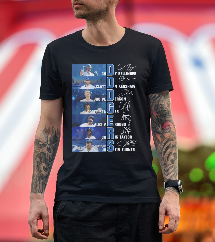 Dodgers Cody Bellinger Clayton Kershaw Joc Pederson Corey Seager Alex Verdugo Chris Taylor Justin Turner T-Shirt