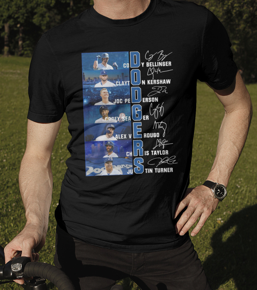 Dodgers Cody Bellinger Clayton Kershaw Joc Pederson Corey Seager Alex Verdugo Chris Taylor Justin Turner T-Shirt