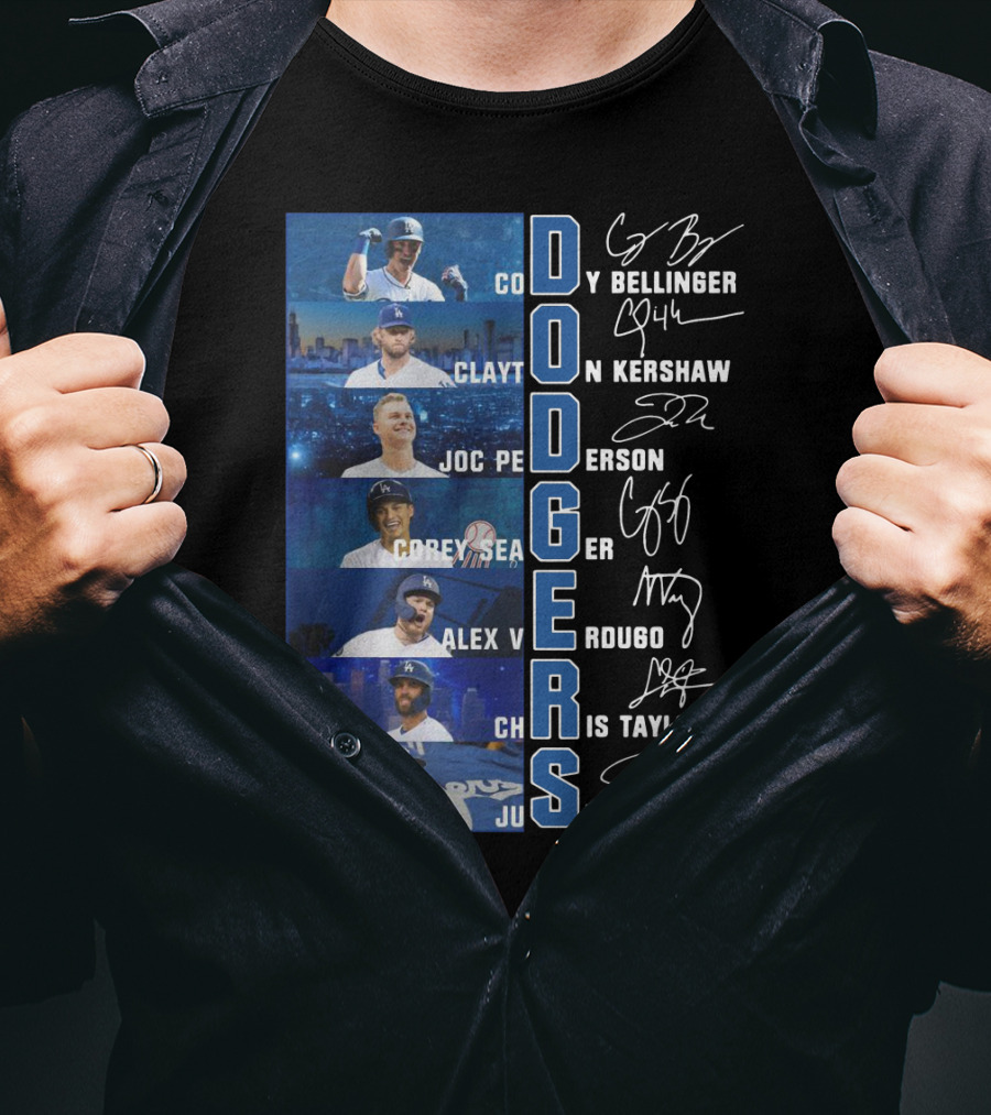 Dodgers Cody Bellinger Clayton Kershaw Joc Pederson Corey Seager Alex Verdugo Chris Taylor Justin Turner T-Shirt