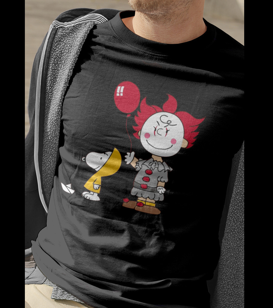 Charlie Brown Balloon Costume With Snoopy Woodstock Pennywise Crossover Red Balloon T-Shirt