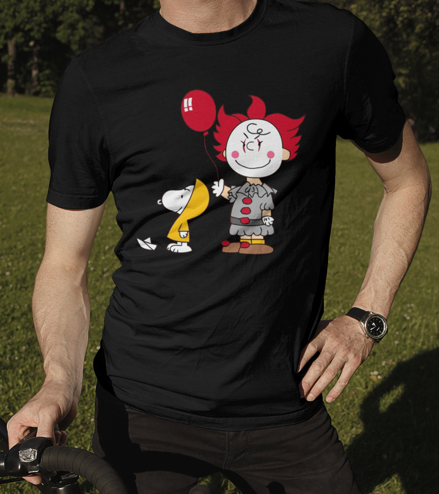 Charlie Brown Balloon Costume With Snoopy Woodstock Pennywise Crossover Red Balloon T-Shirt