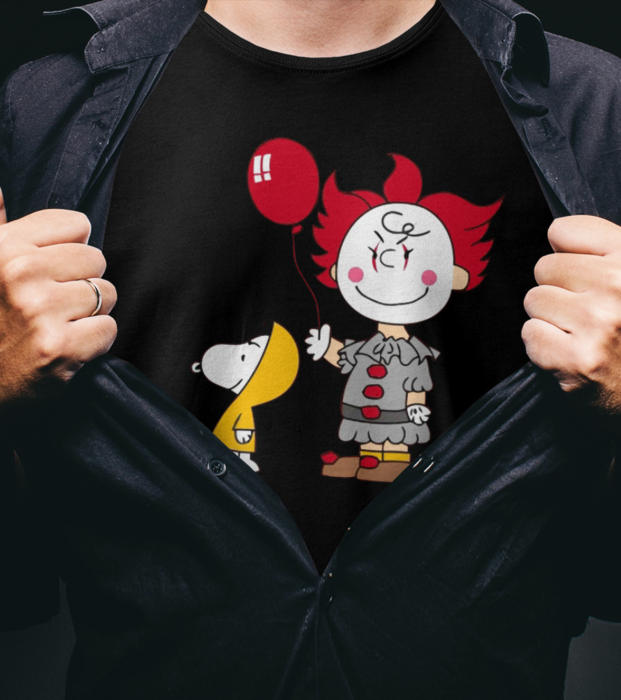 Charlie Brown Balloon Costume With Snoopy Woodstock Pennywise Crossover Red Balloon T-Shirt