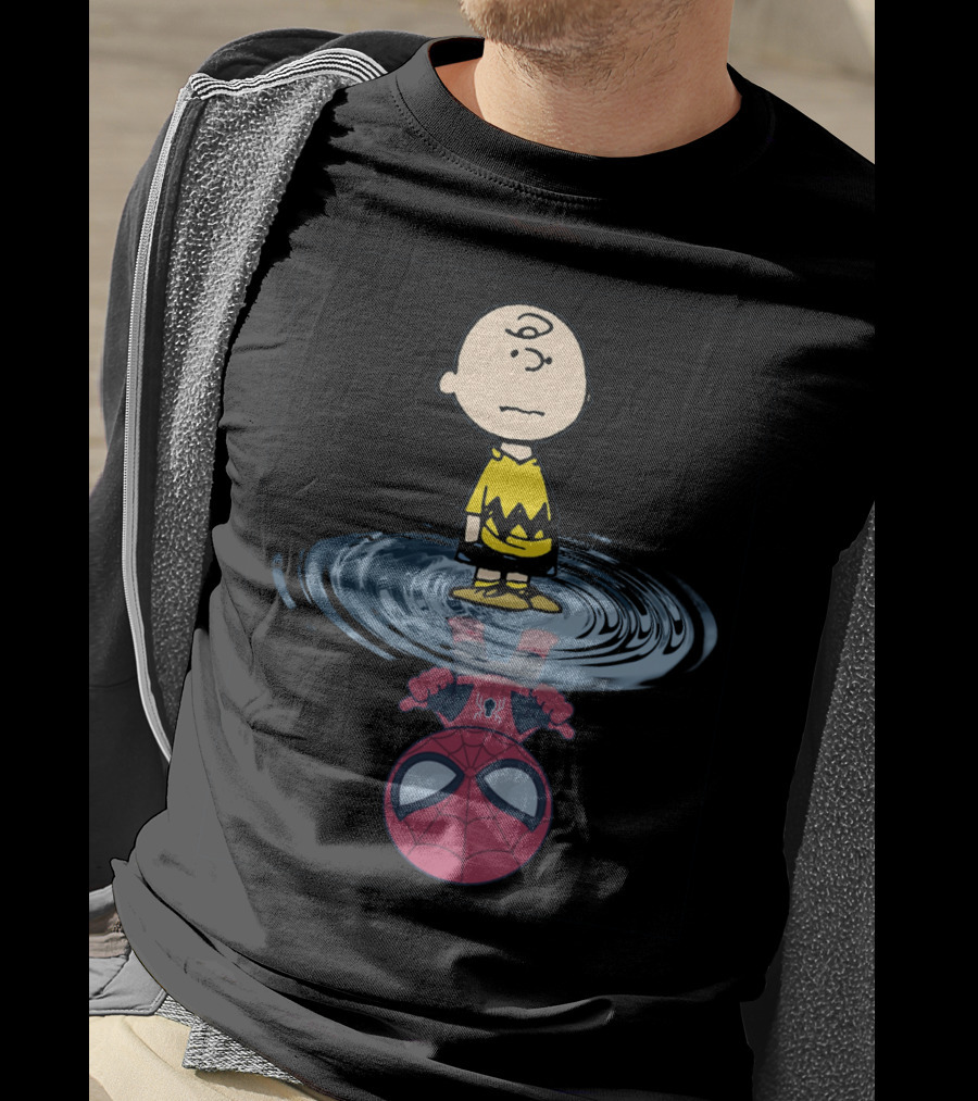 Charlie Brown Standing Over Spider-Man Reflection T-Shirt