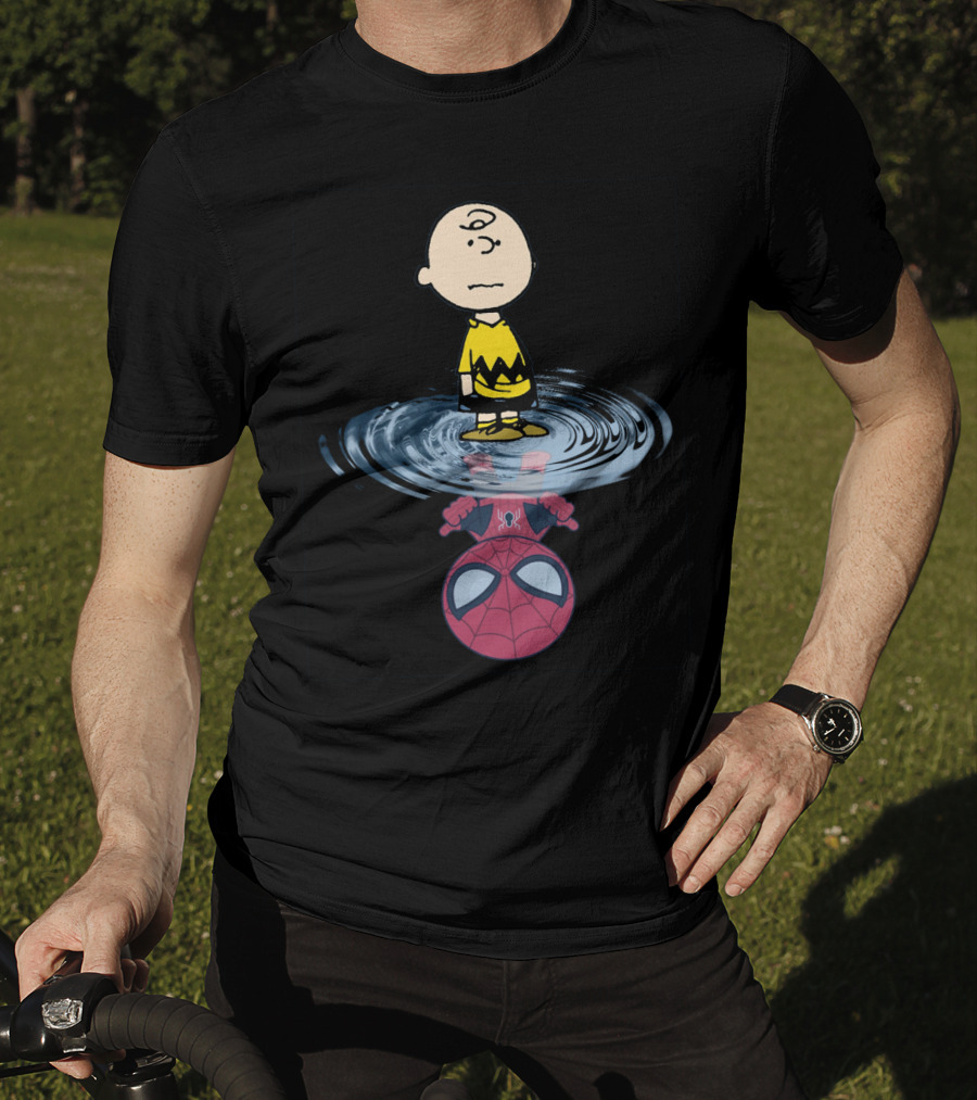 Charlie Brown Standing Over Spider-Man Reflection T-Shirt
