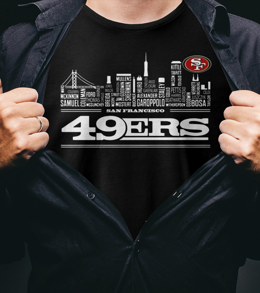 San Francisco 49ers Cityscape Player Names Team T-Shirt