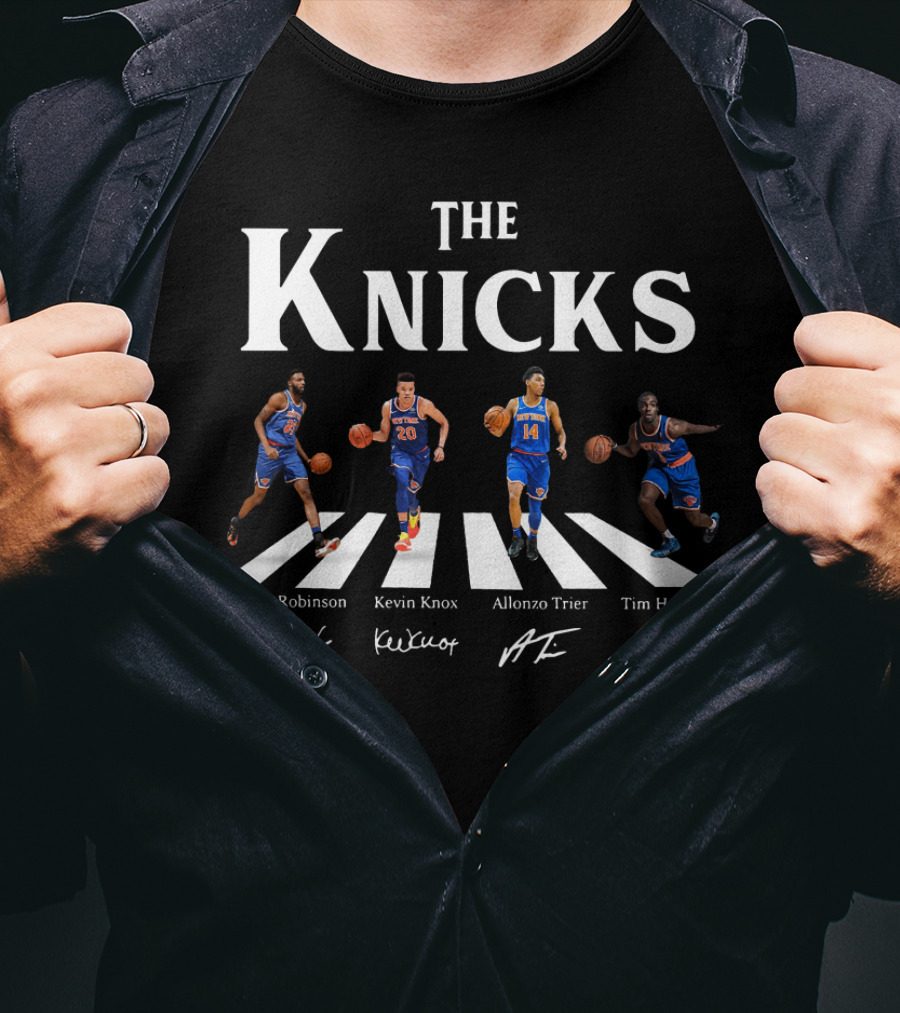 The Knicks Mitchell Robinson Kevin Knox Allonzo Trier Tim Hardaway Abbey Road Crossover T-Shirt