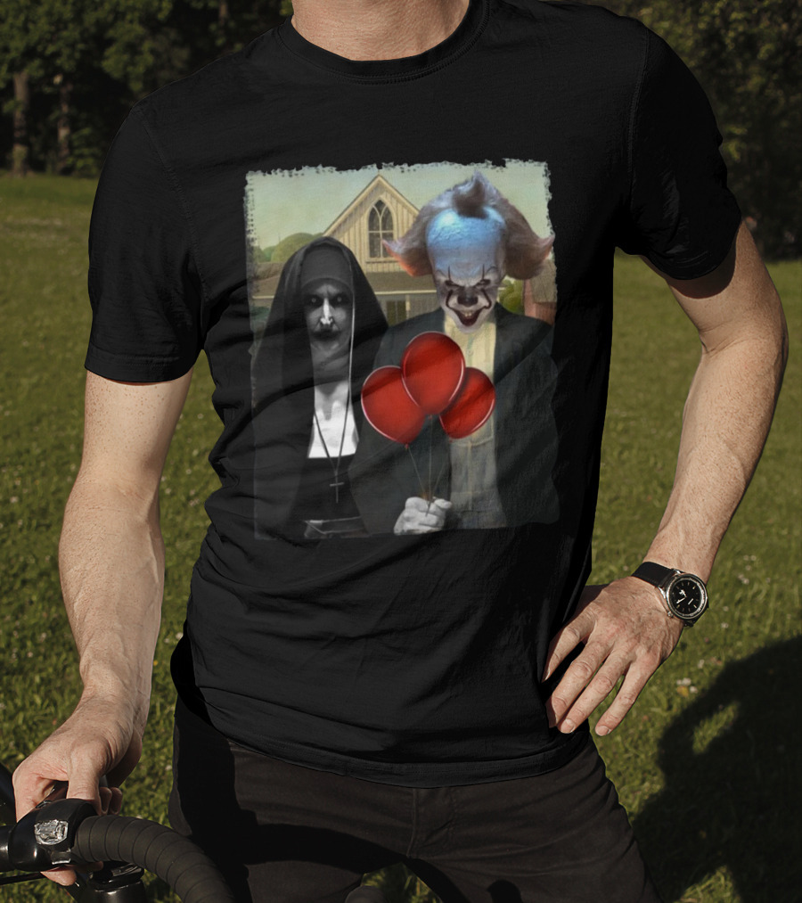 It Pennywise Valak The Nun American Gothic Red Balloons T-Shirt