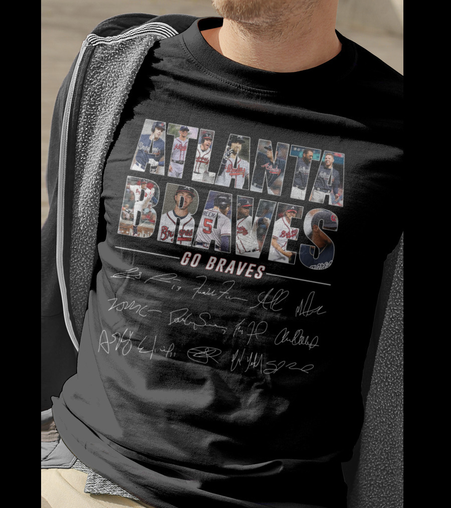 Atlanta Braves Go Braves Signed Players Collage T-Shirt