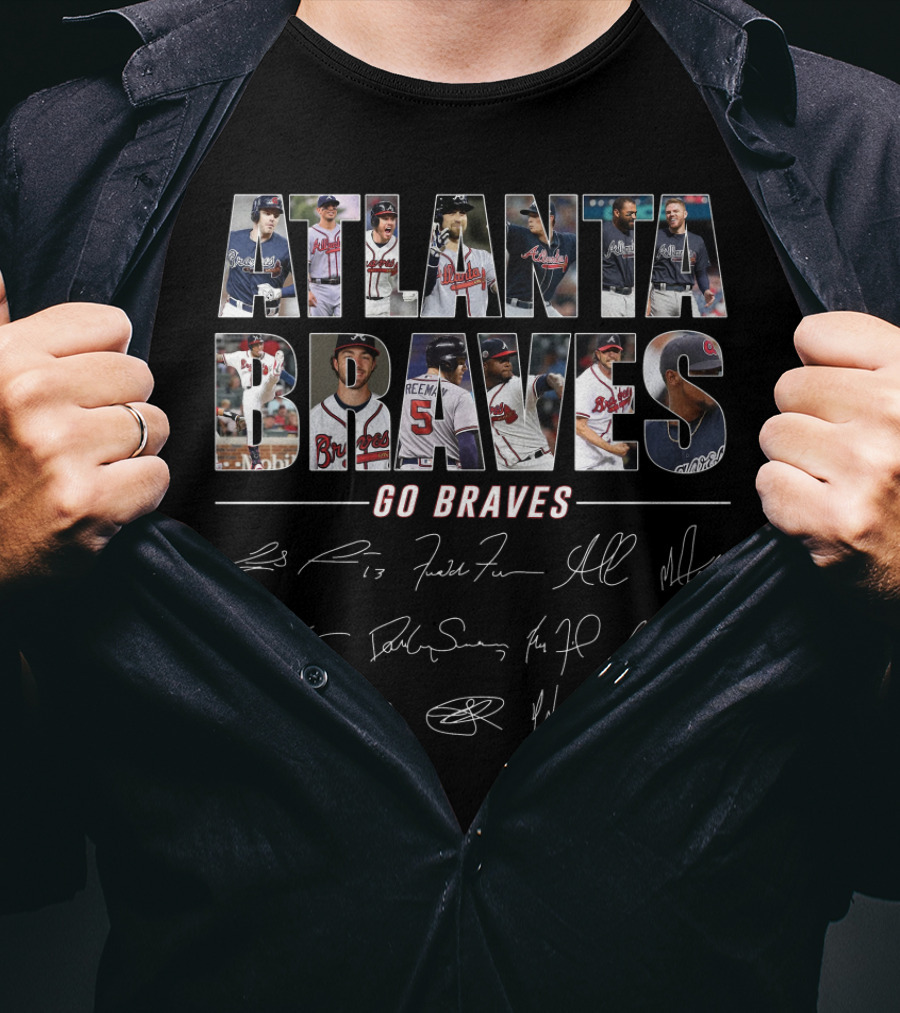 Atlanta Braves Go Braves Signed Players Collage T-Shirt