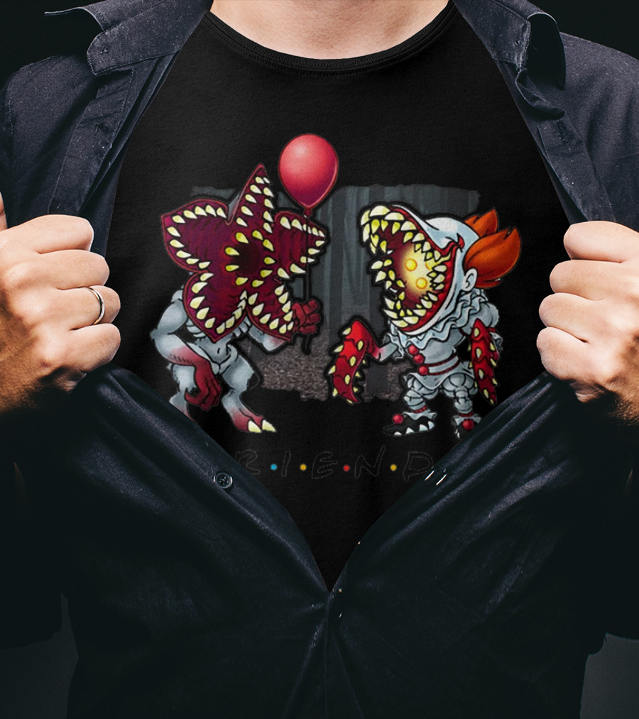 Stranger Things Demogorgon And Pennywise IT Friends Halloween T-Shirt