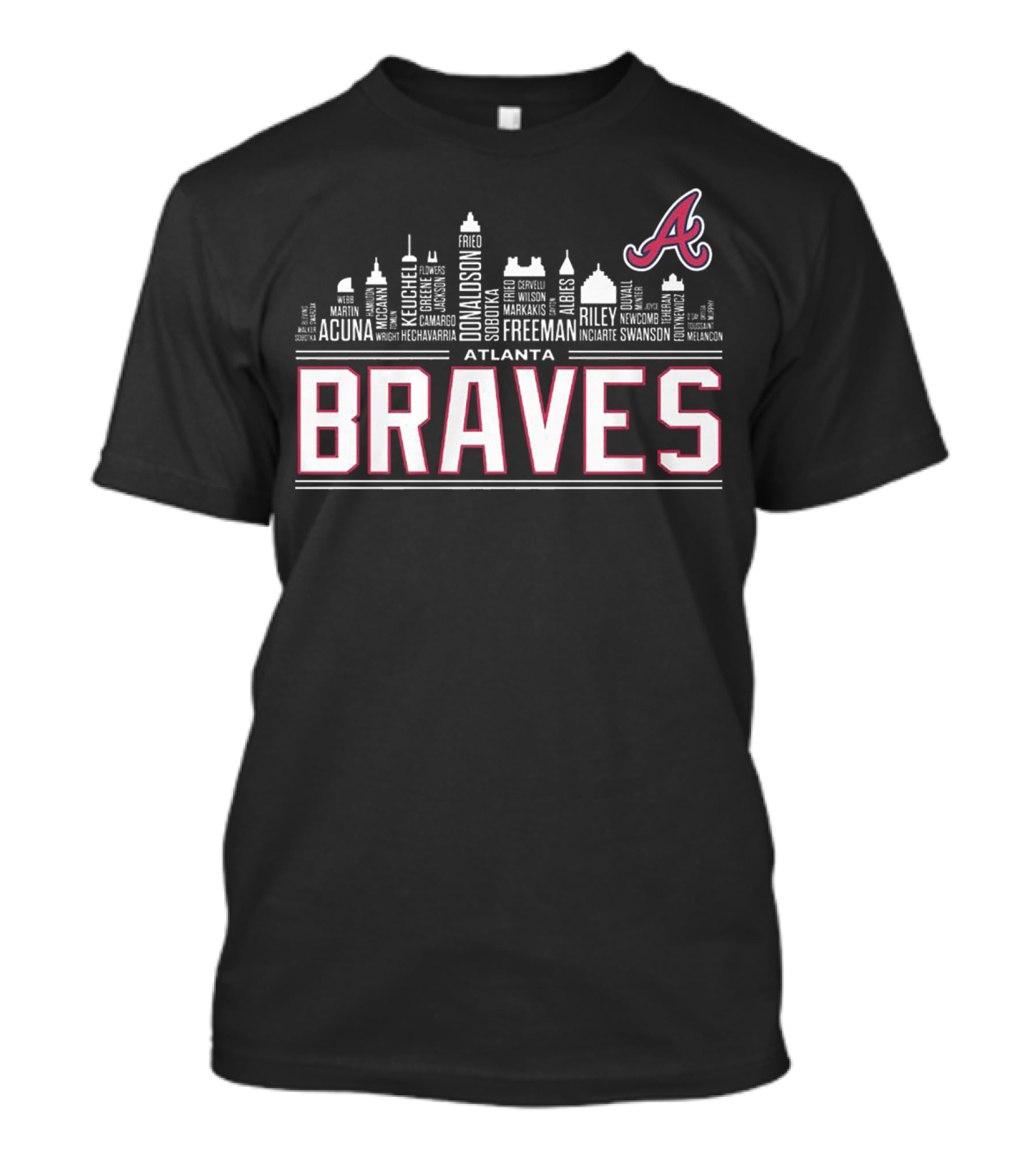 Atlanta Braves City Skyline Player Names T-Shirt