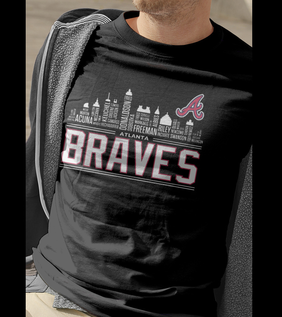 Atlanta Braves City Skyline Player Names T-Shirt