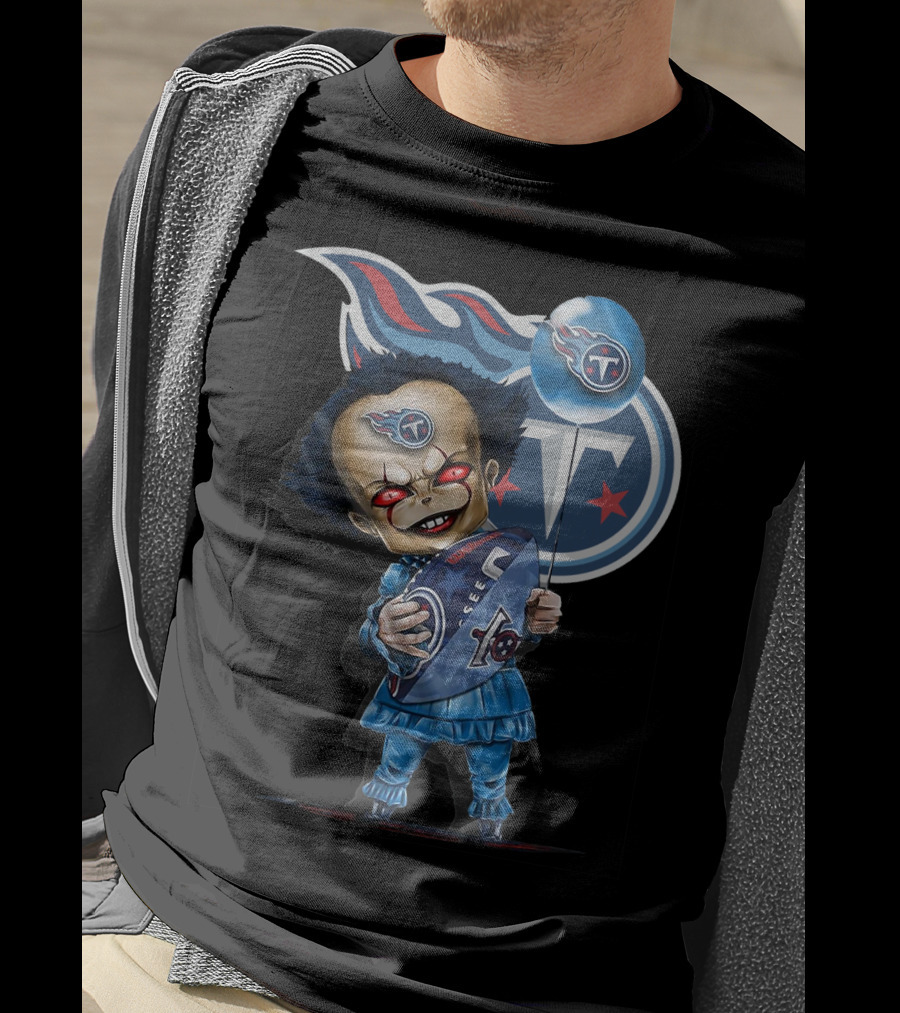 Pennywise Tennessee Titans Football Horror Mashup T-Shirt
