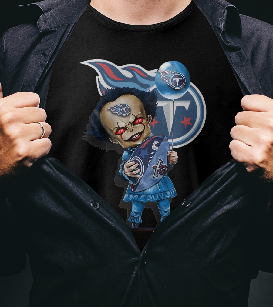 Pennywise Tennessee Titans Football Horror Mashup T-Shirt