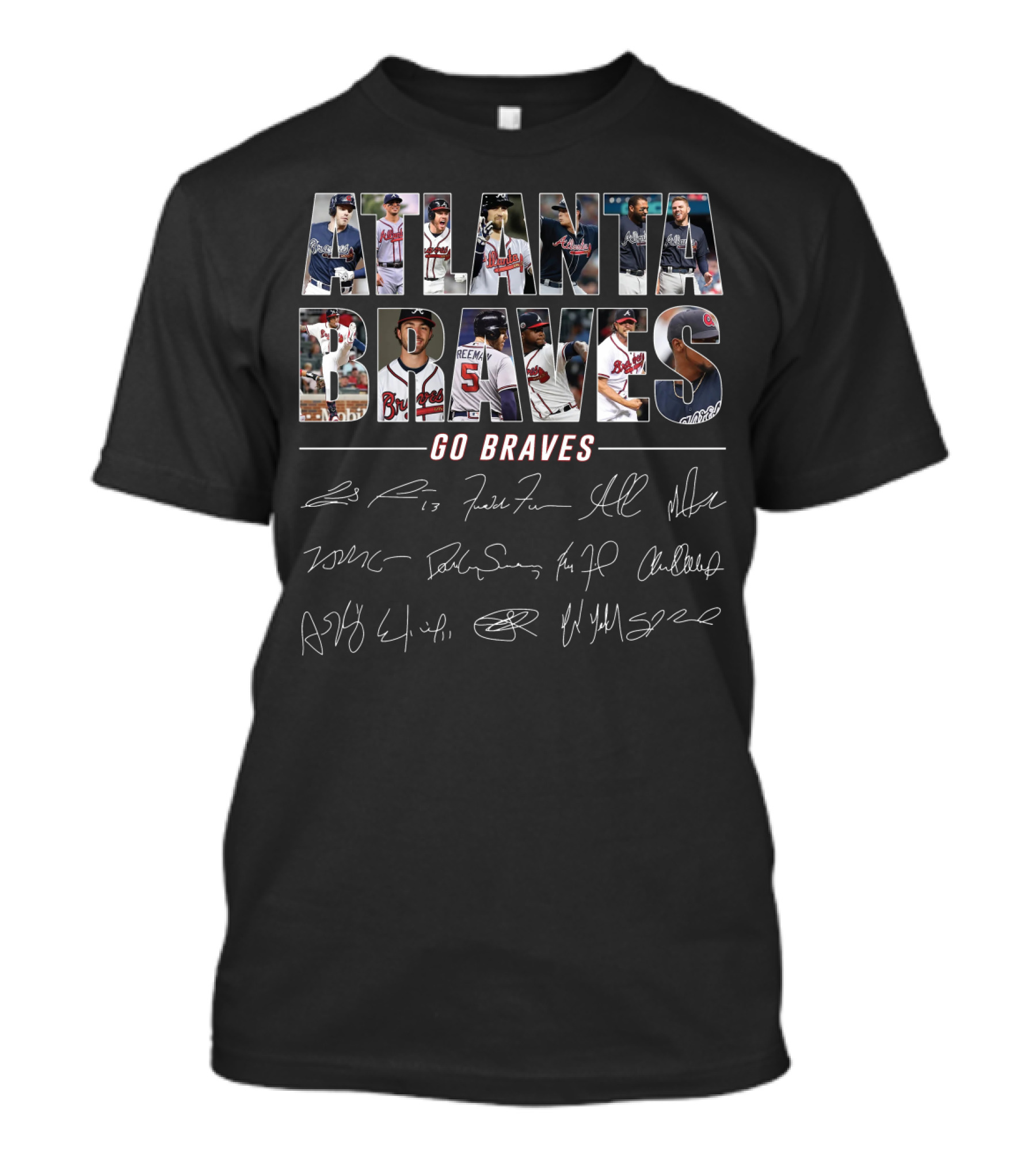Atlanta Braves Go Braves Player Collage With Autographs T-Shirt