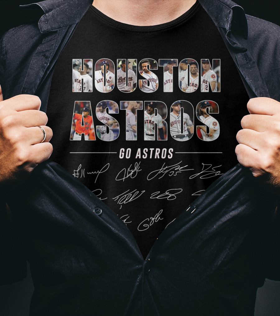 Houston Astros Go Astros Team Signatures T-Shirt