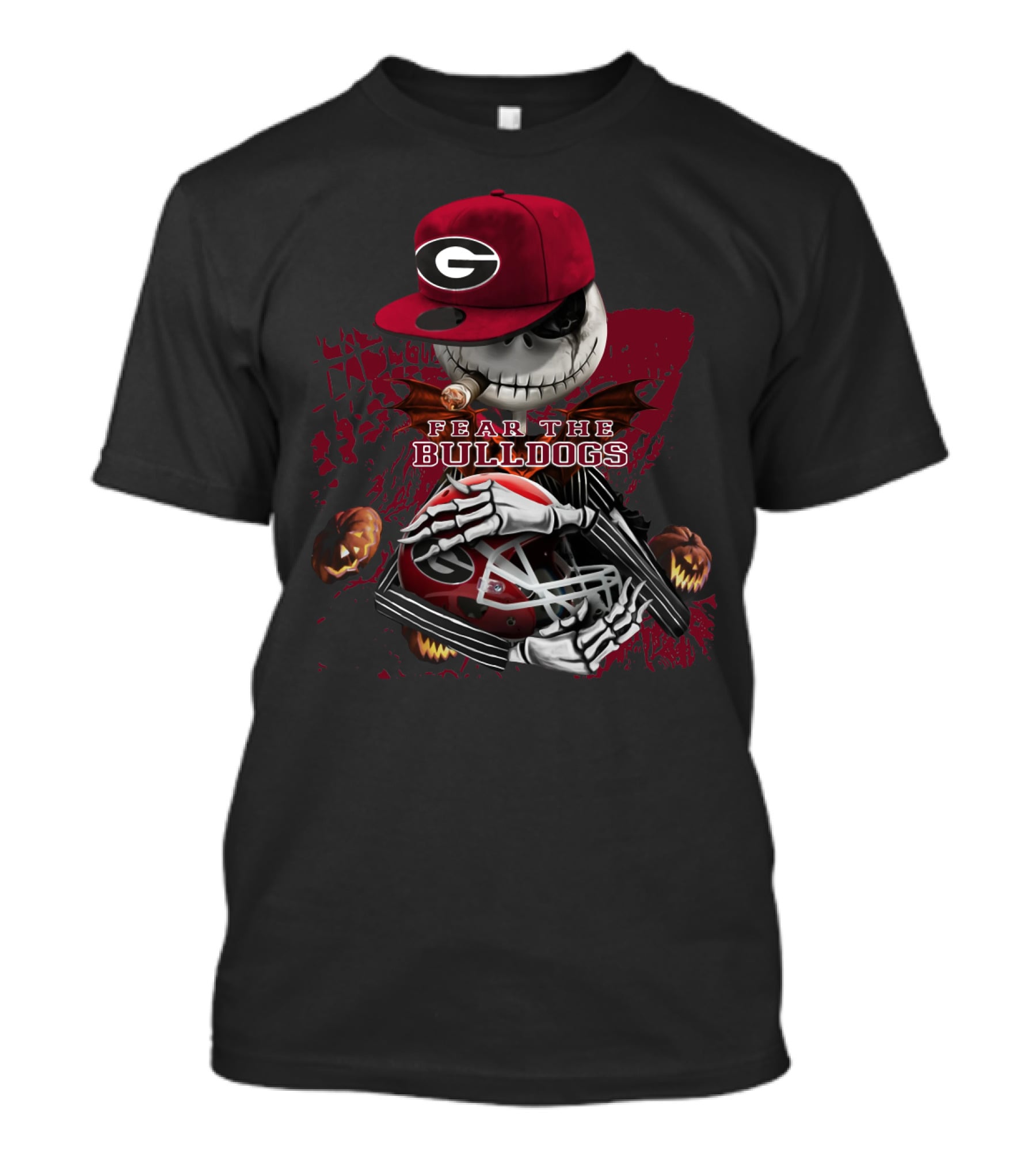 Jack Skellington Fear The Bulldogs Georgia Helmet T-Shirt