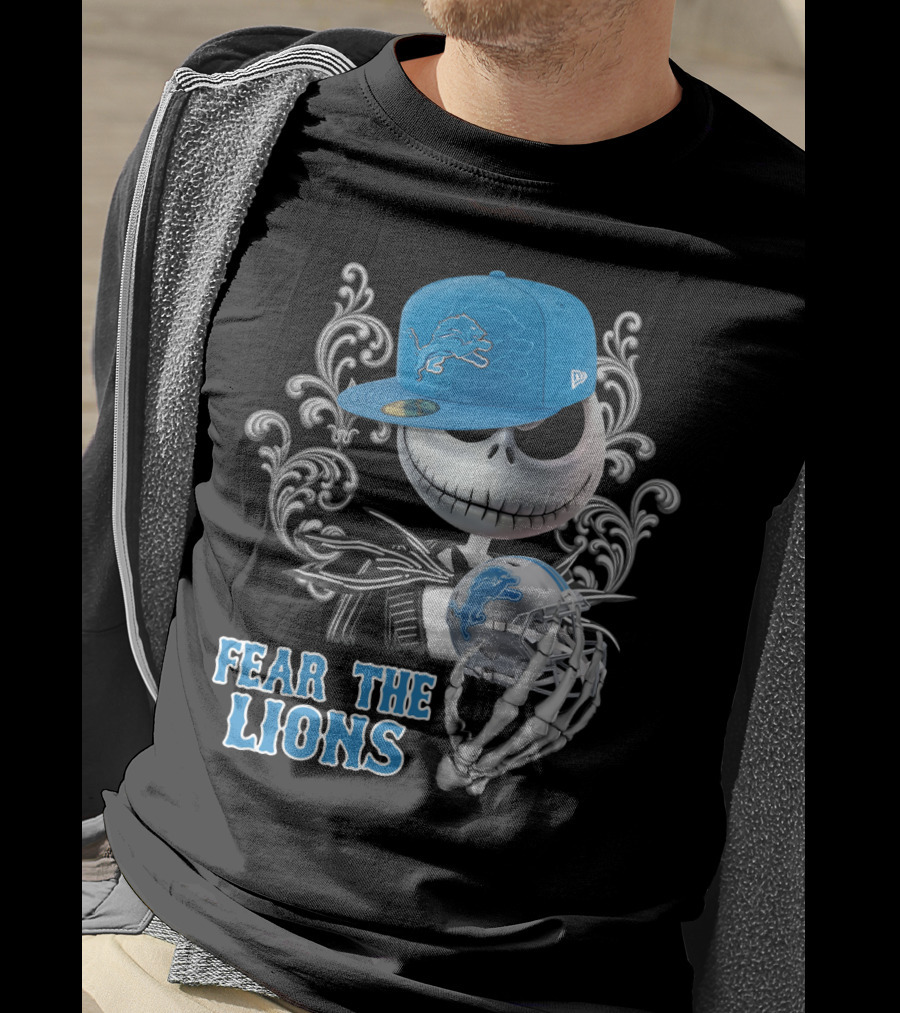 Jack Skellington Detroit Lions Football Crossover Fear The Lions T-Shirt