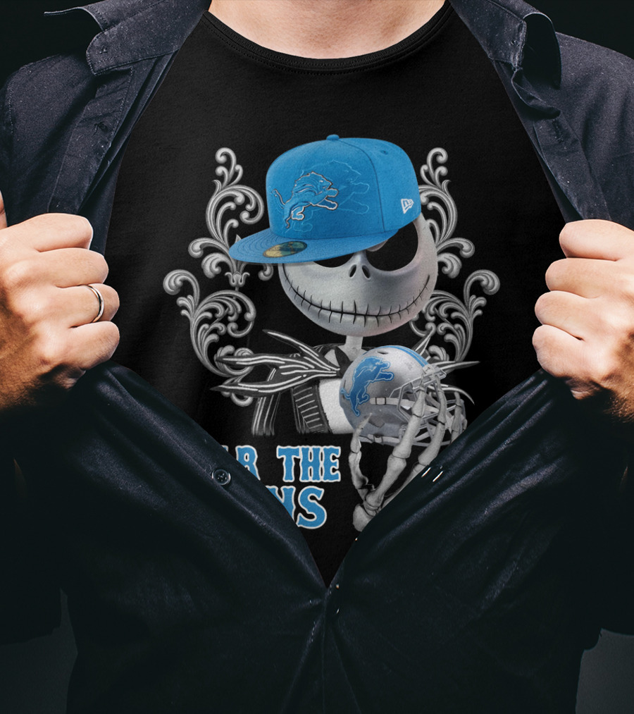 Jack Skellington Detroit Lions Football Crossover Fear The Lions T-Shirt