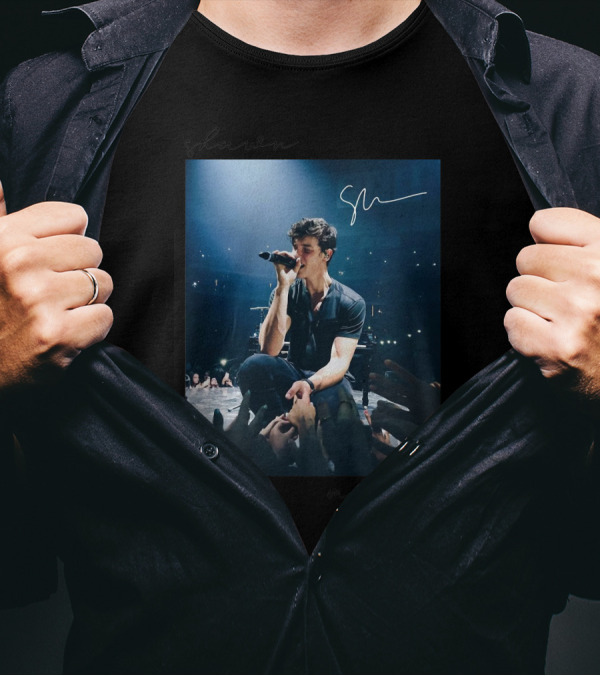 Shawn Mendes Live Performance Autograph Stage Photo T-Shirt