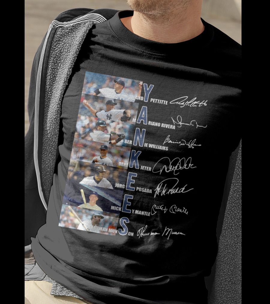 Yankees Andy Pettitte Mariano Rivera Bernie Williams Derek Jeter Jorge Posada Mickey Mantle Thurman Munson T-Shirt