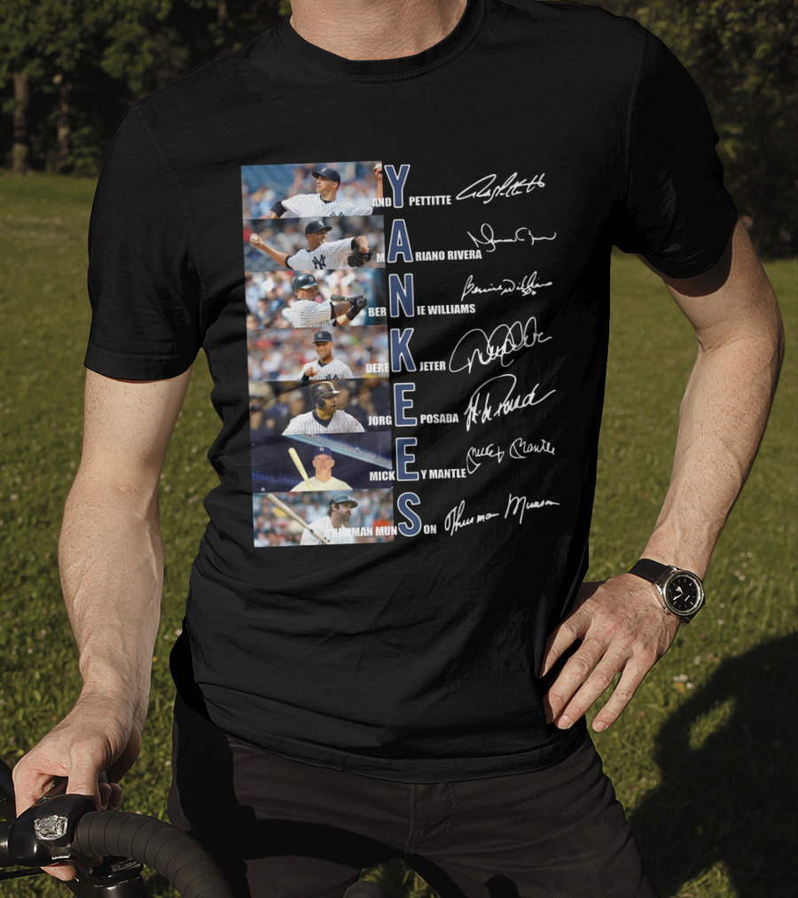 Yankees Andy Pettitte Mariano Rivera Bernie Williams Derek Jeter Jorge Posada Mickey Mantle Thurman Munson T-Shirt