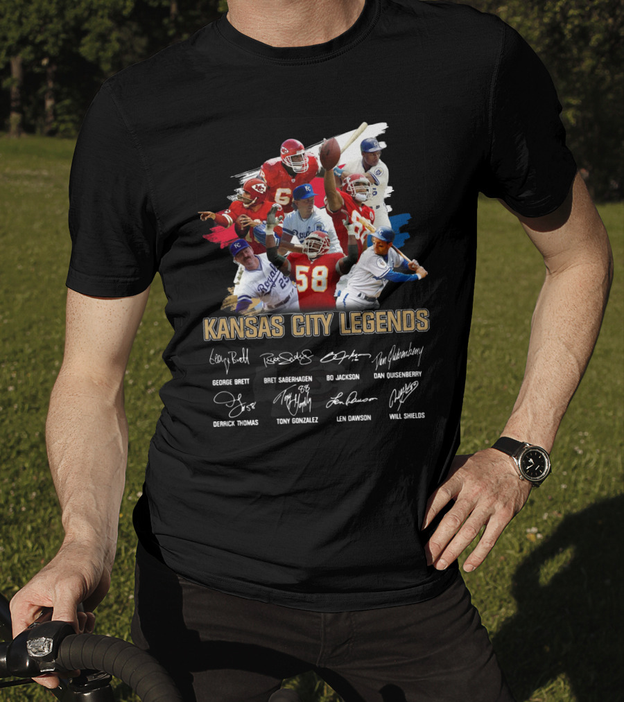 Kansas City Legends George Brett Bret Saberhagen Bo Jackson Dan Quisenberry Derrick Thomas Tony Gonzalez Len Dawson Will Shields T-Shirt